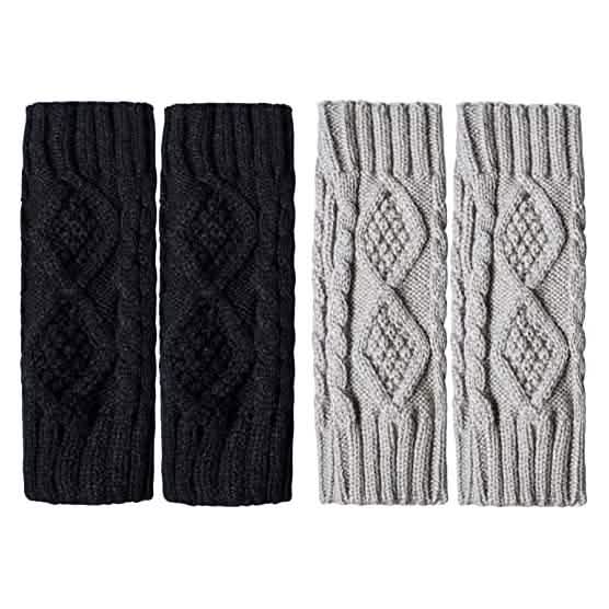2-Pairs: Women's Winter Warm Knit Fingerless Gloves DailySale