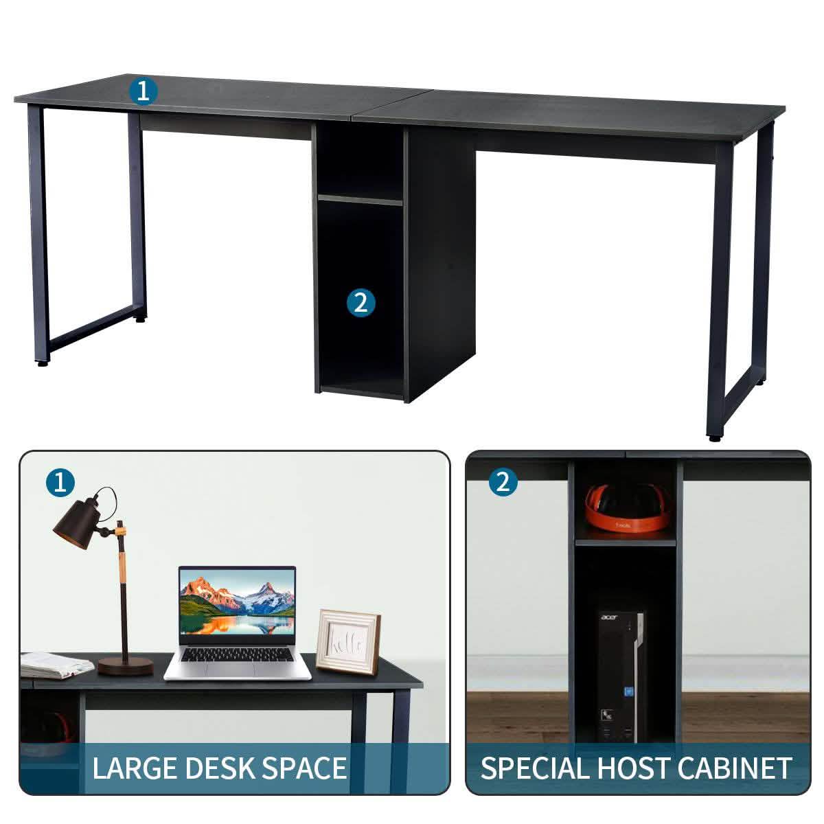 2-Person Metal Desk with Open Shelves DailySale