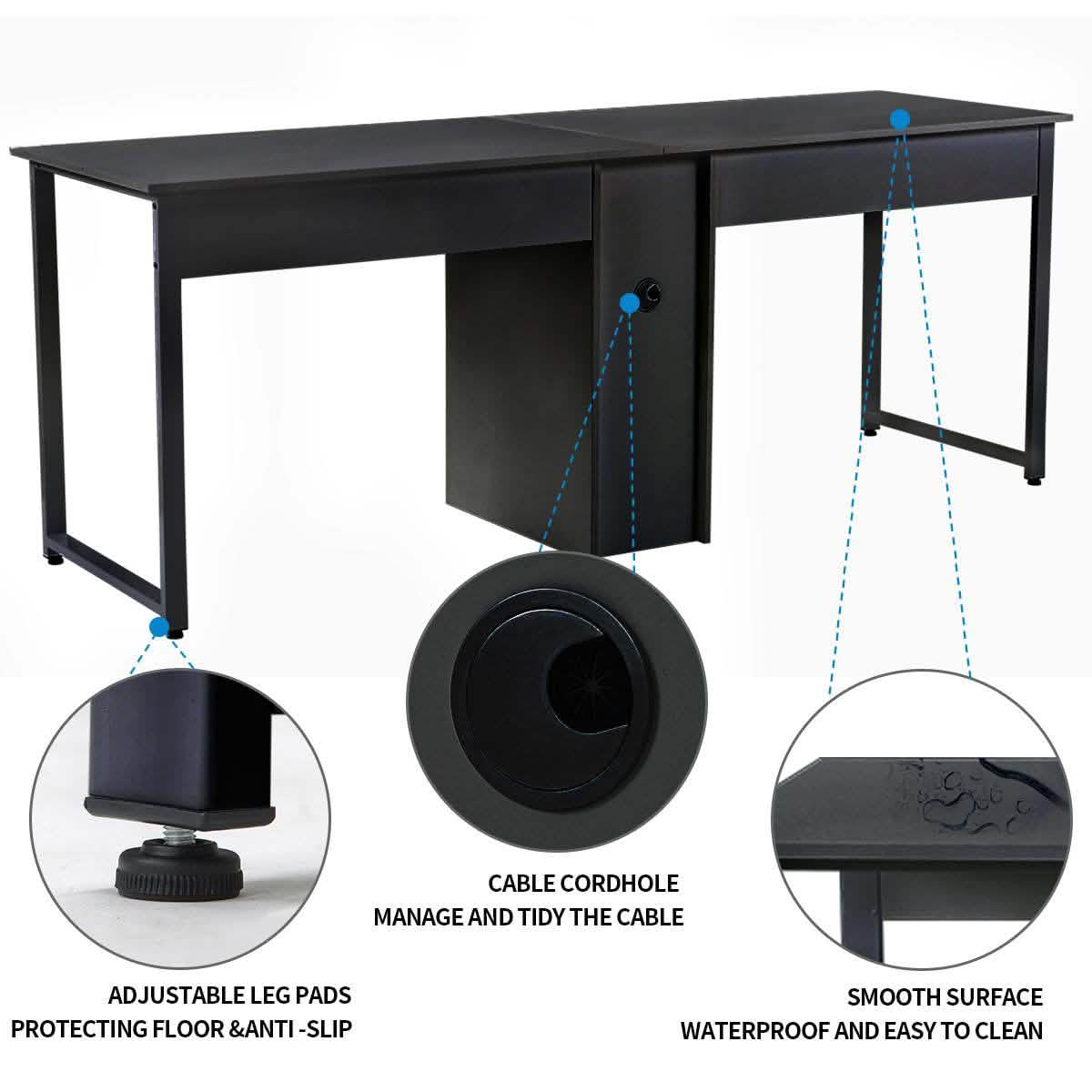 2-Person Metal Desk with Open Shelves DailySale