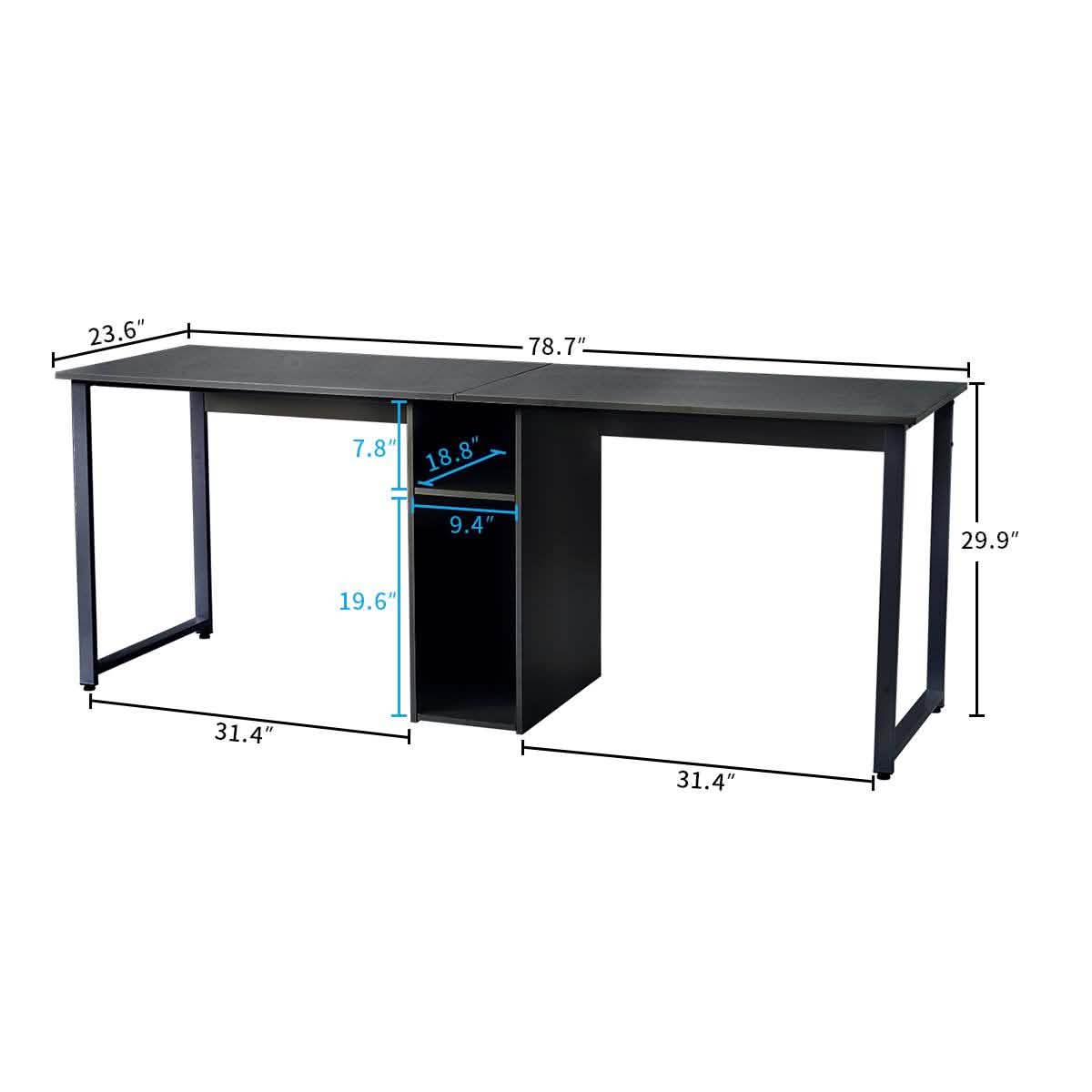 2-Person Metal Desk with Open Shelves DailySale