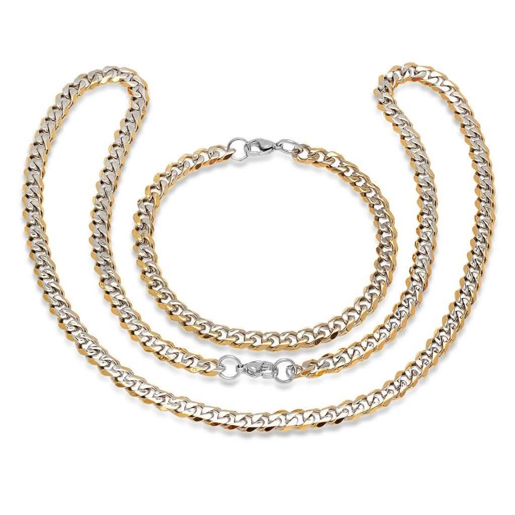 2-Piece: 18K Gold over Stainless Steel Mens Jewelry Set DailySale