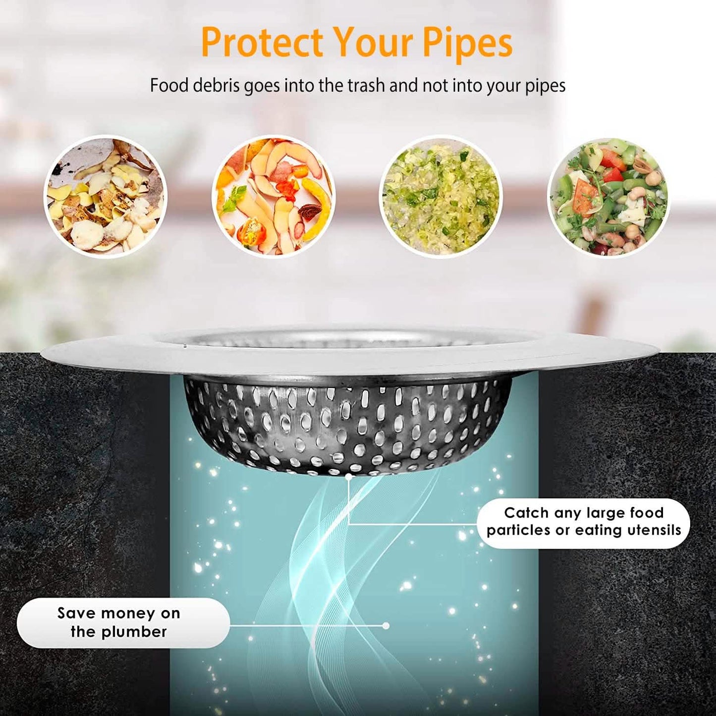 2-Piece: 4.53-Inch Kitchen Sink Strainer DailySale