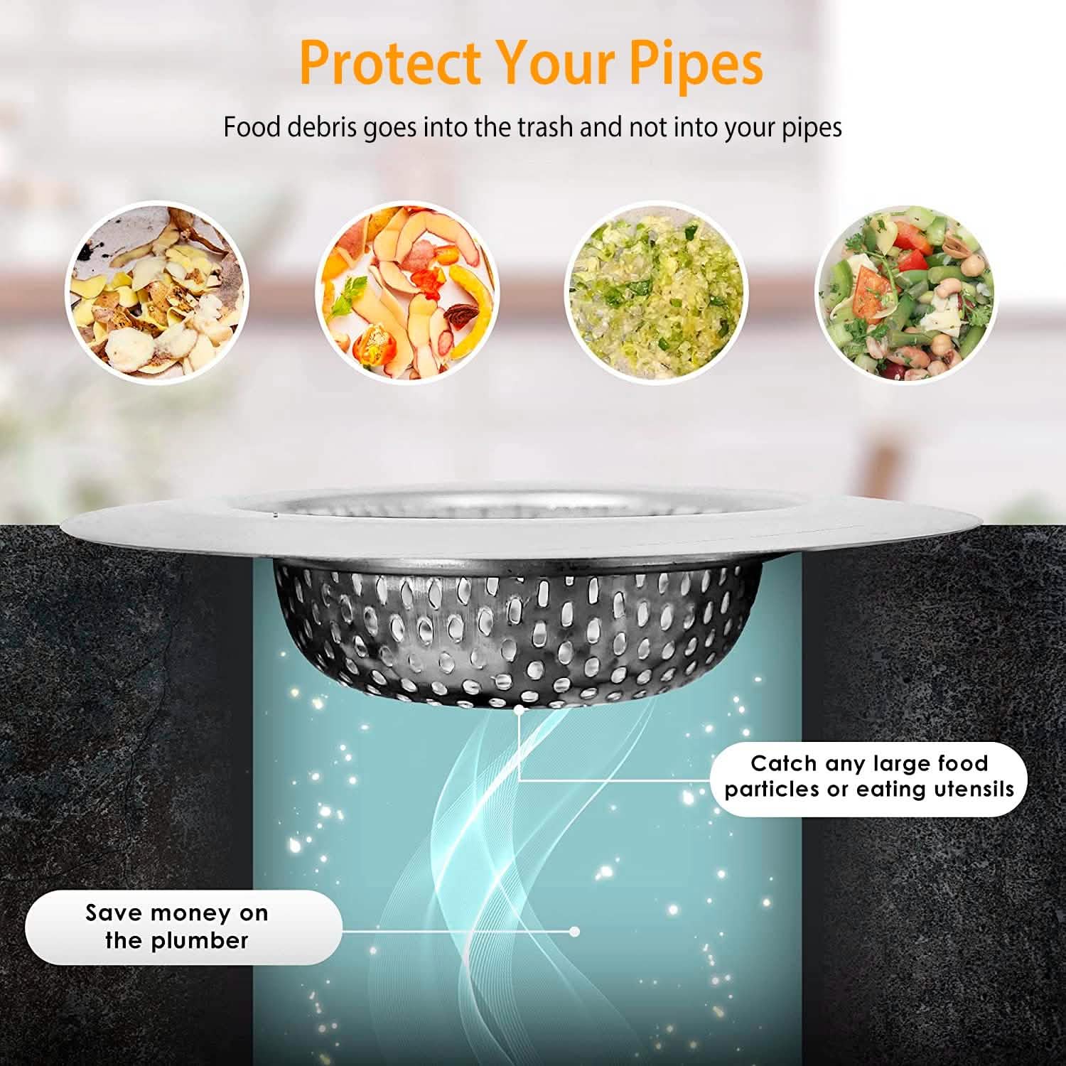 2-Piece: 4.53-Inch Kitchen Sink Strainer DailySale