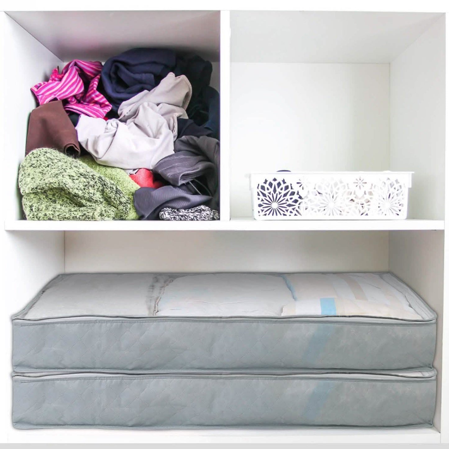 2-Piece: 70L Foldable Underbed Clothes Moisture Proof Zipped Organizer DailySale
