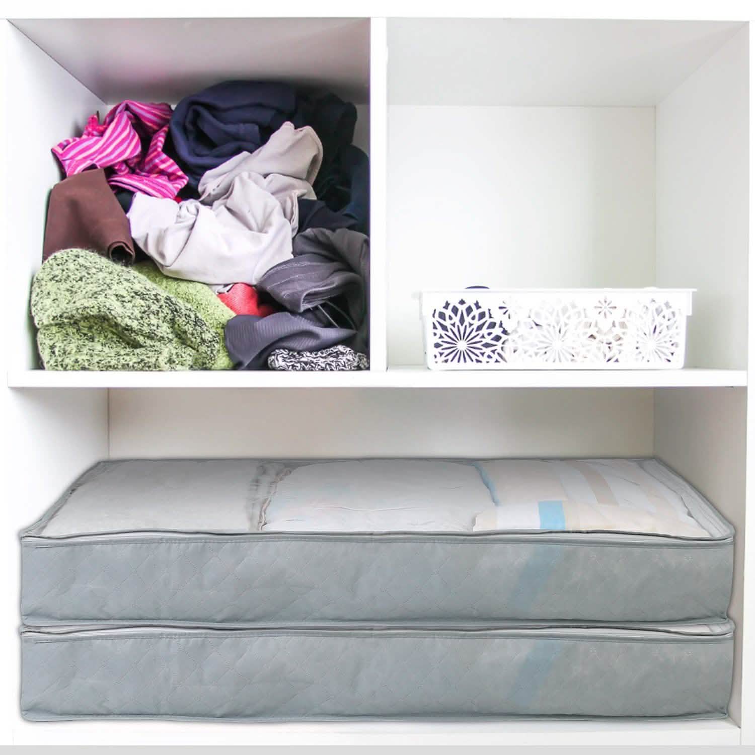 2-Piece: 70L Foldable Underbed Clothes Moisture Proof Zipped Organizer DailySale