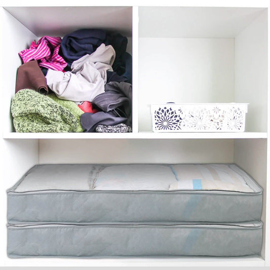 2-Piece: 70L Foldable Underbed Clothes Moisture Proof Zipped Organizer DailySale