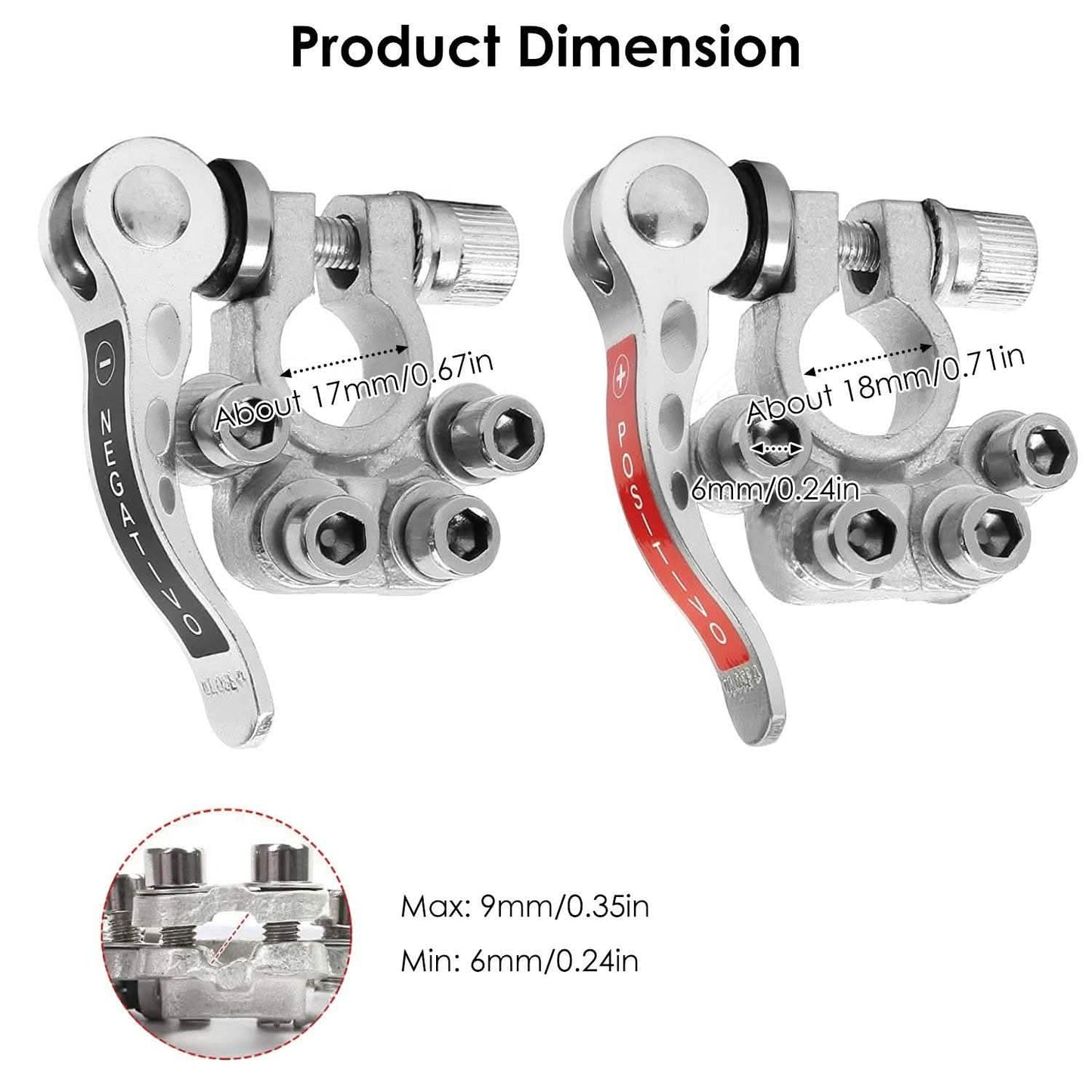 2-Piece: Battery Terminal Connector Quick Release Disconnect Car Battery DailySale