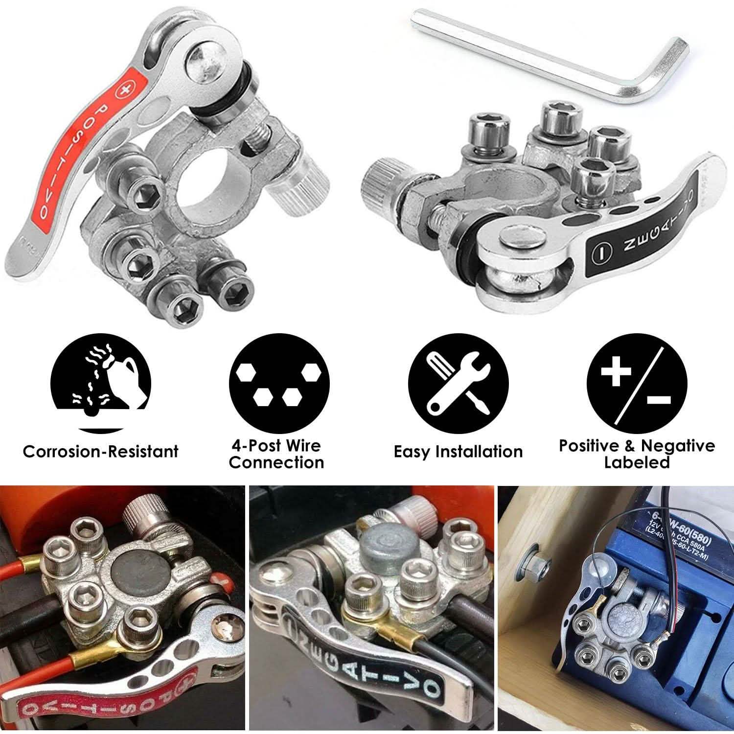 2-Piece: Battery Terminal Connector Quick Release Disconnect Car Battery DailySale