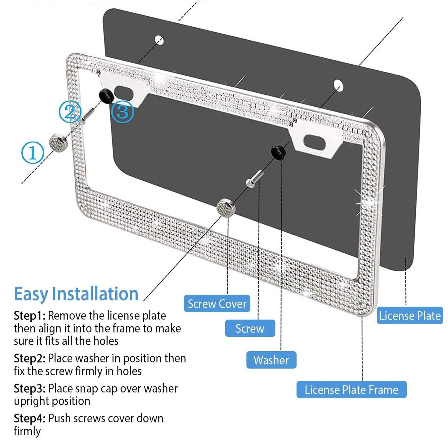 2-Piece: Bling License Plate Frames DailySale