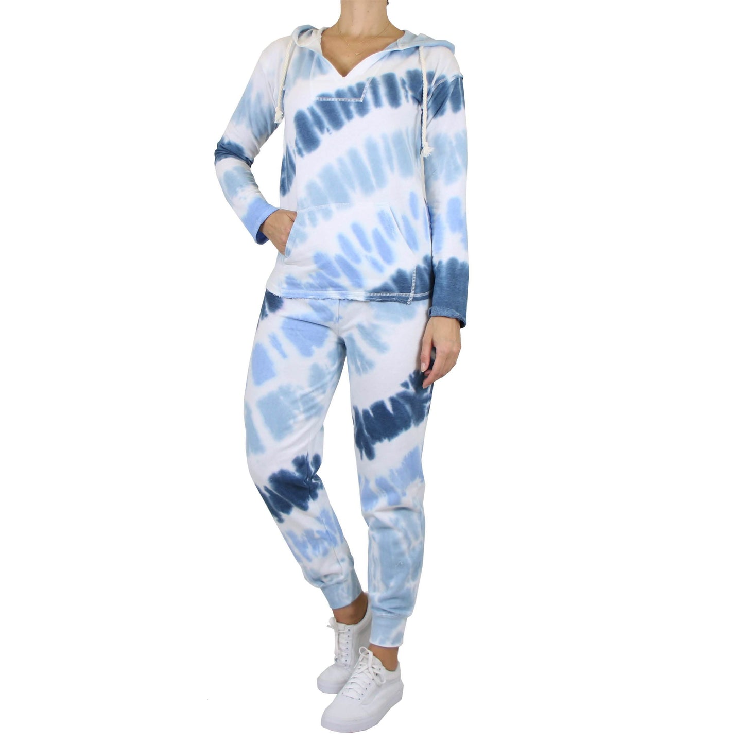 2-Piece Burnout Fleece Hoodie And Jogger Tie-Dye Set DailySale