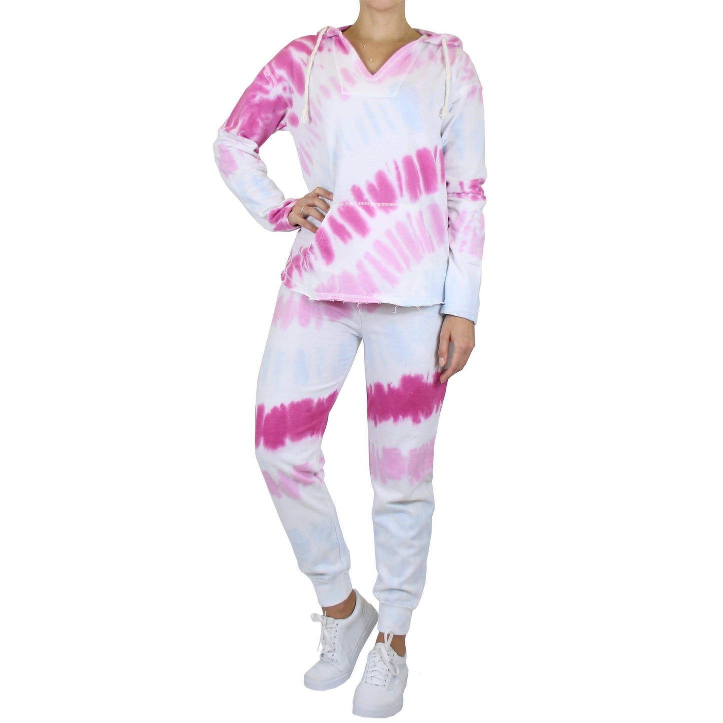 2-Piece Burnout Fleece Hoodie And Jogger Tie-Dye Set DailySale