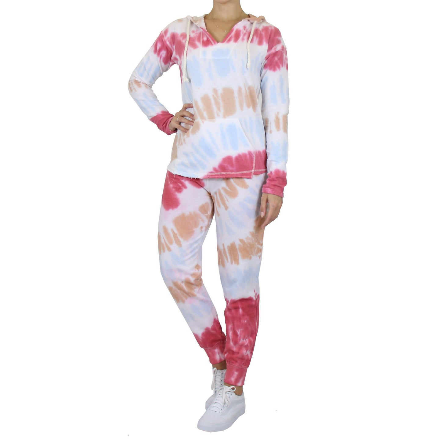 2-Piece Burnout Fleece Hoodie And Jogger Tie-Dye Set DailySale