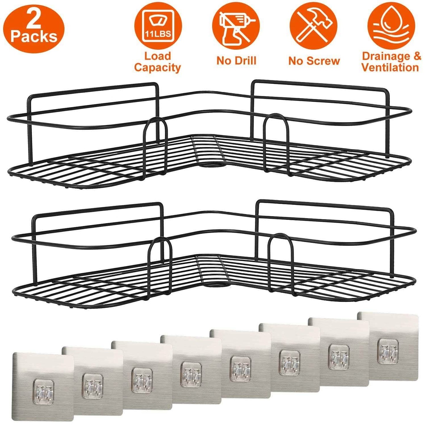 2-Piece: Corner Shower Caddy Shelves DailySale