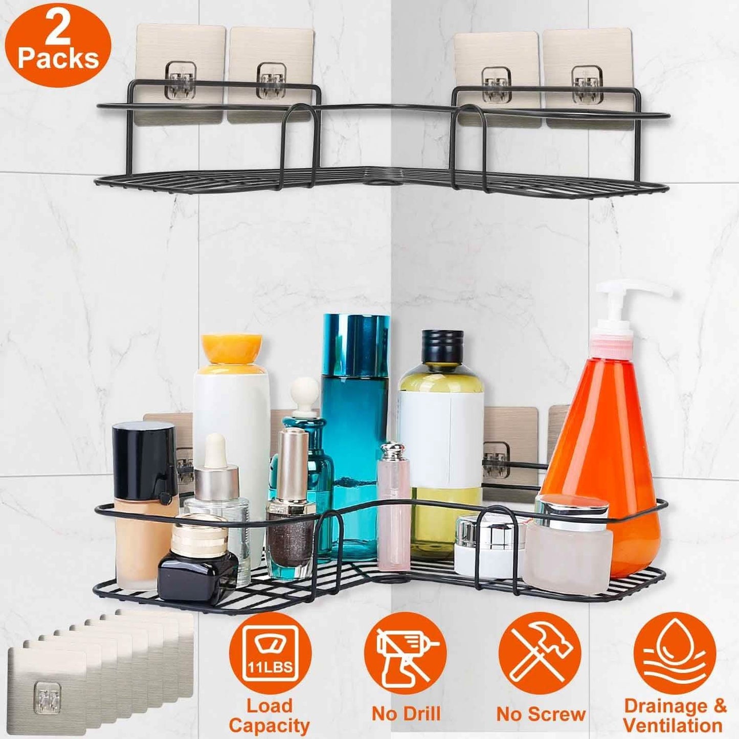 2-Piece: Corner Shower Caddy Shelves DailySale