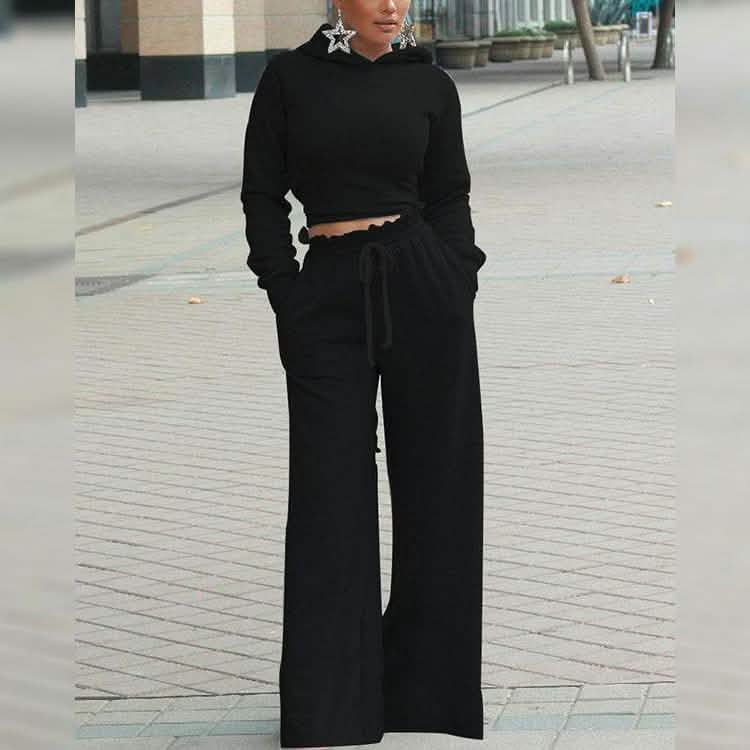 2-Piece: Drawstring Open Back Loose Trouser Legs Suit DailySale