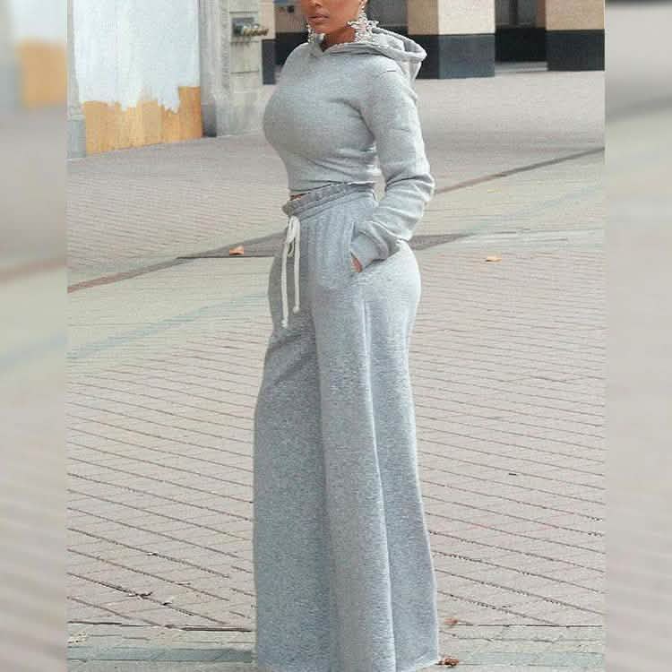 2-Piece: Drawstring Open Back Loose Trouser Legs Suit DailySale