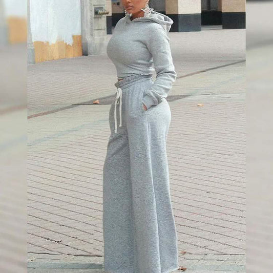 2-Piece: Drawstring Open Back Loose Trouser Legs Suit DailySale