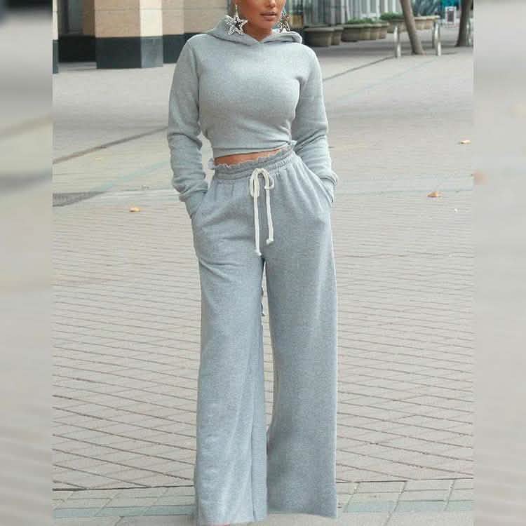2-Piece: Drawstring Open Back Loose Trouser Legs Suit DailySale