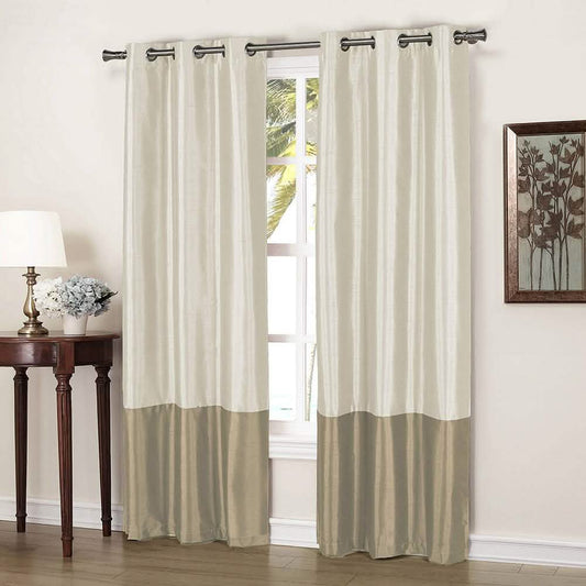 2-Piece: Faux Silk Thermal Two Toned Blackout Grommet Window Curtain Panels Set DailySale