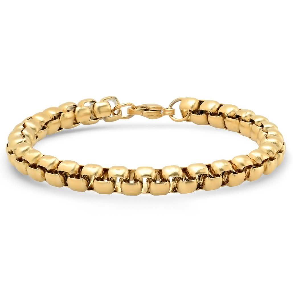 2-Piece: Green Agate Beaded and 18k Gold Plated Box Link Bracelet Set DailySale