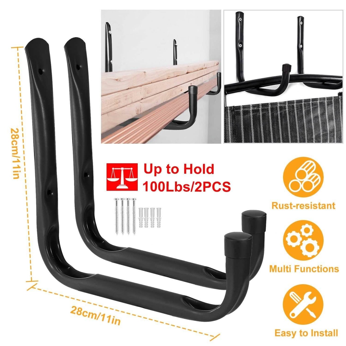 2-Piece: Heavy Duty Garage Storage Hooks Hanger DailySale