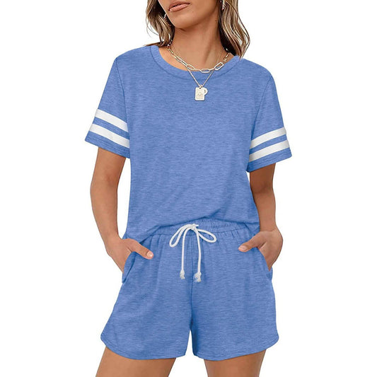 2-Piece: Loungewear for Women Short Sleeve Sweatsuit Sets Crewneck Loose Fit Outfits DailySale