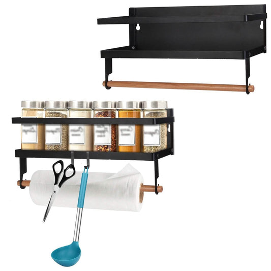 2-Piece: Magnetic Spice Racks for Refrigerator with Paper Towel Holder DailySale