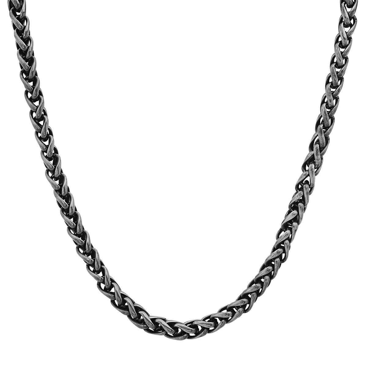 2-Piece: Men's Oxidized Stainless Steel Wheat Chain Necklace and Bracelet Set DailySale