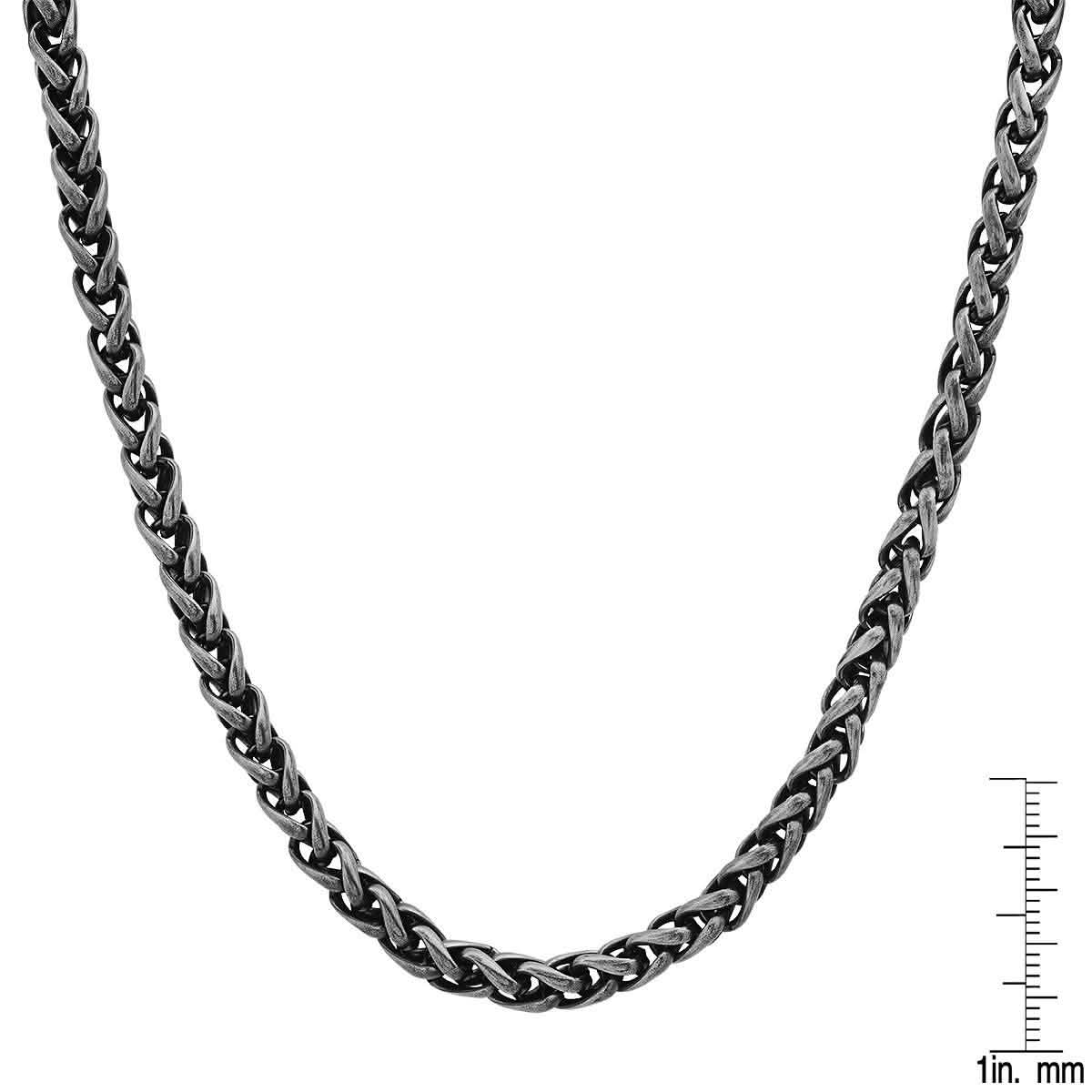 2-Piece: Men's Oxidized Stainless Steel Wheat Chain Necklace and Bracelet Set DailySale
