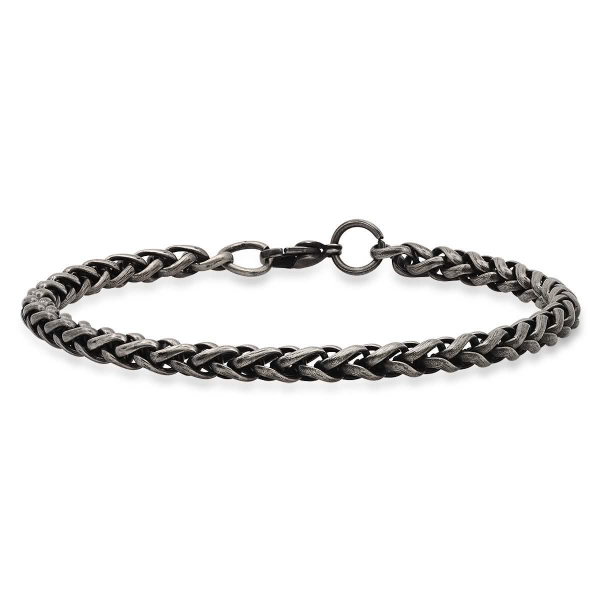 2-Piece: Men's Oxidized Stainless Steel Wheat Chain Necklace and Bracelet Set DailySale