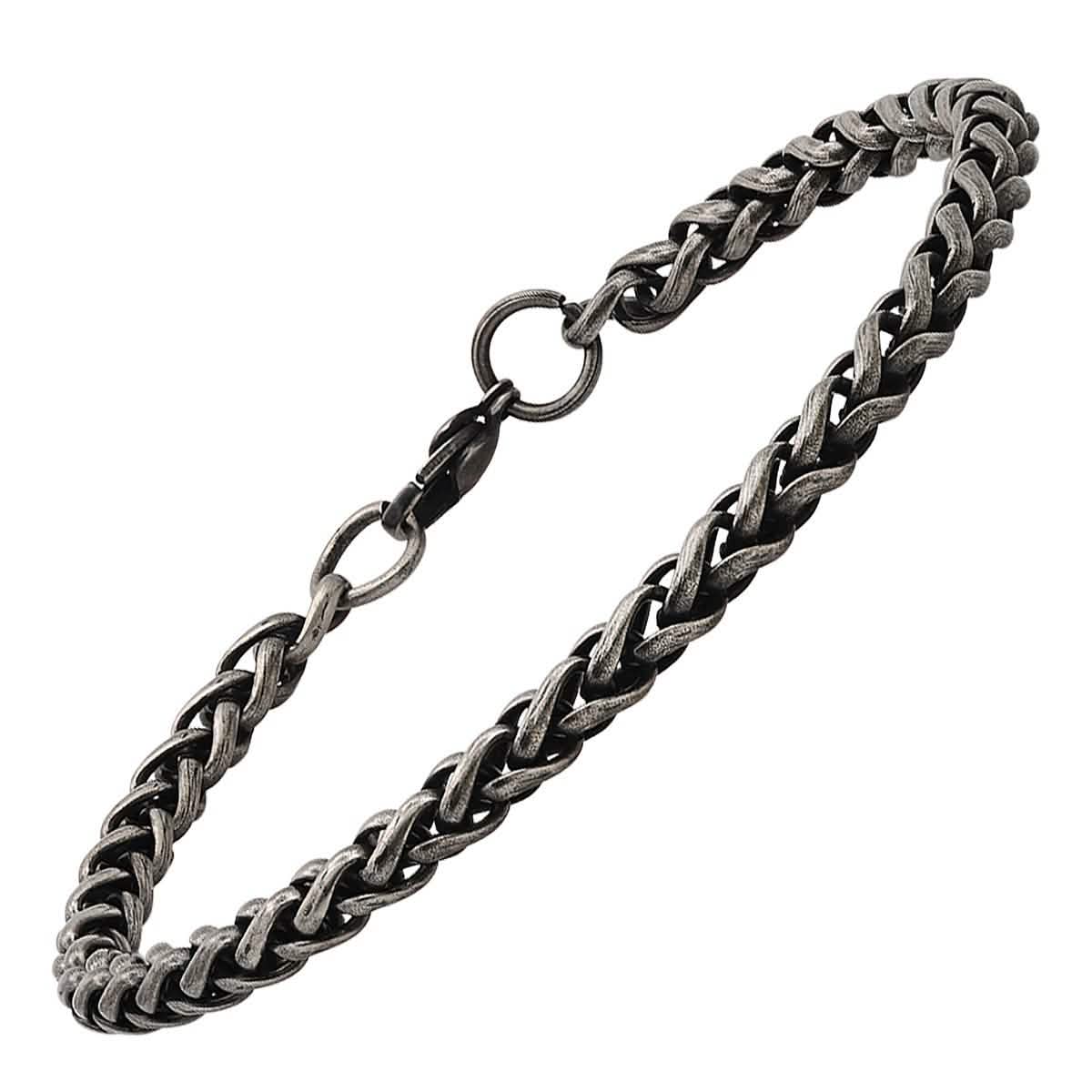 2-Piece: Men's Oxidized Stainless Steel Wheat Chain Necklace and Bracelet Set DailySale