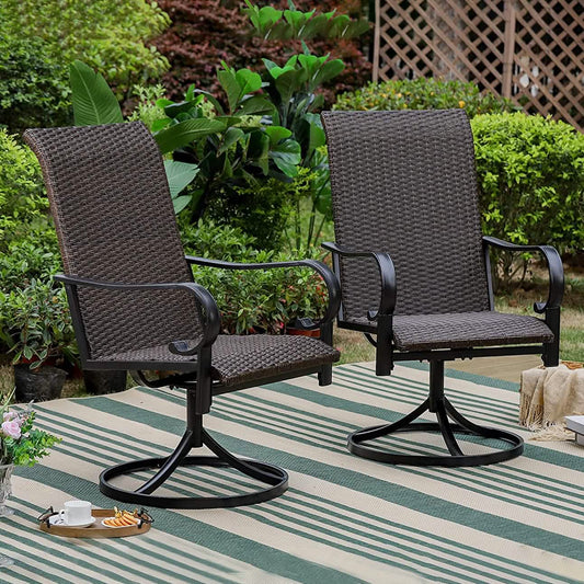 2-Piece: Outdoor Swivel Rattan Dining Chair Set DailySale