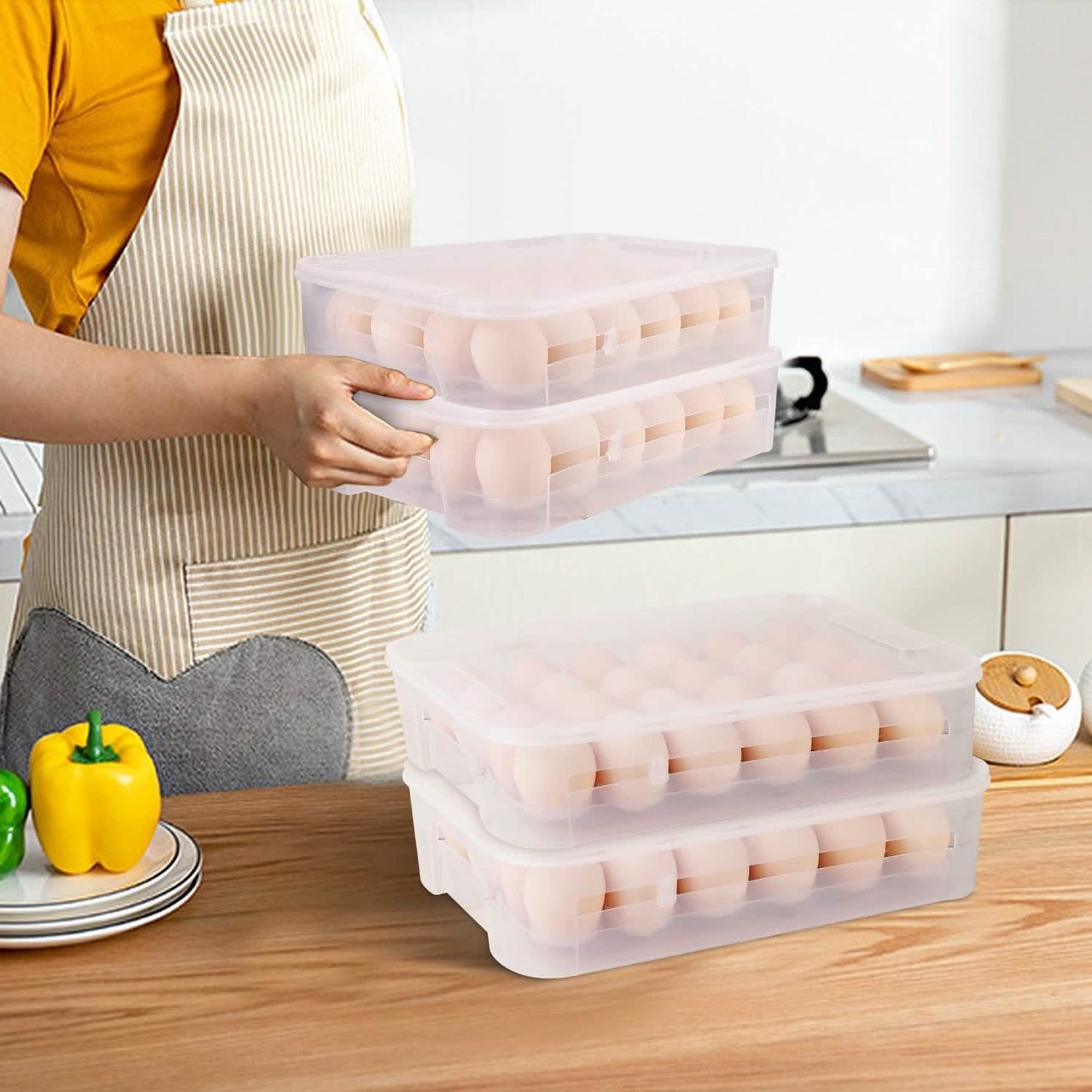 2-Piece: Plastic Egg Holder Stackable Egg Storage Box DailySale