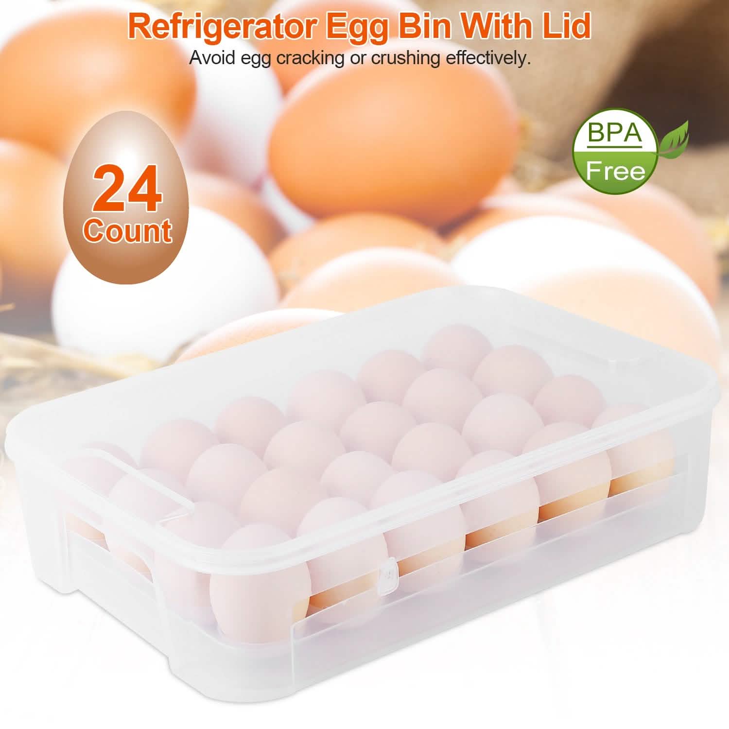 2-Piece: Plastic Egg Holder Stackable Egg Storage Box DailySale