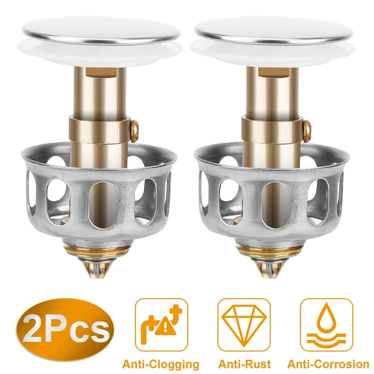 2-Piece: Pop Up Sink Drain Plugs DailySale