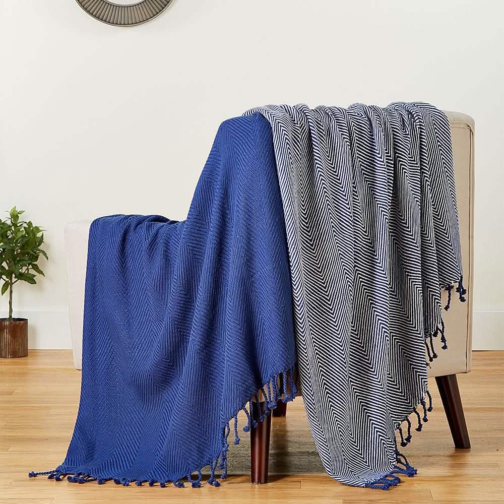 2-Piece Set: 100% Cotton Hand Twisted Throw Blanket 50" X 60" DailySale
