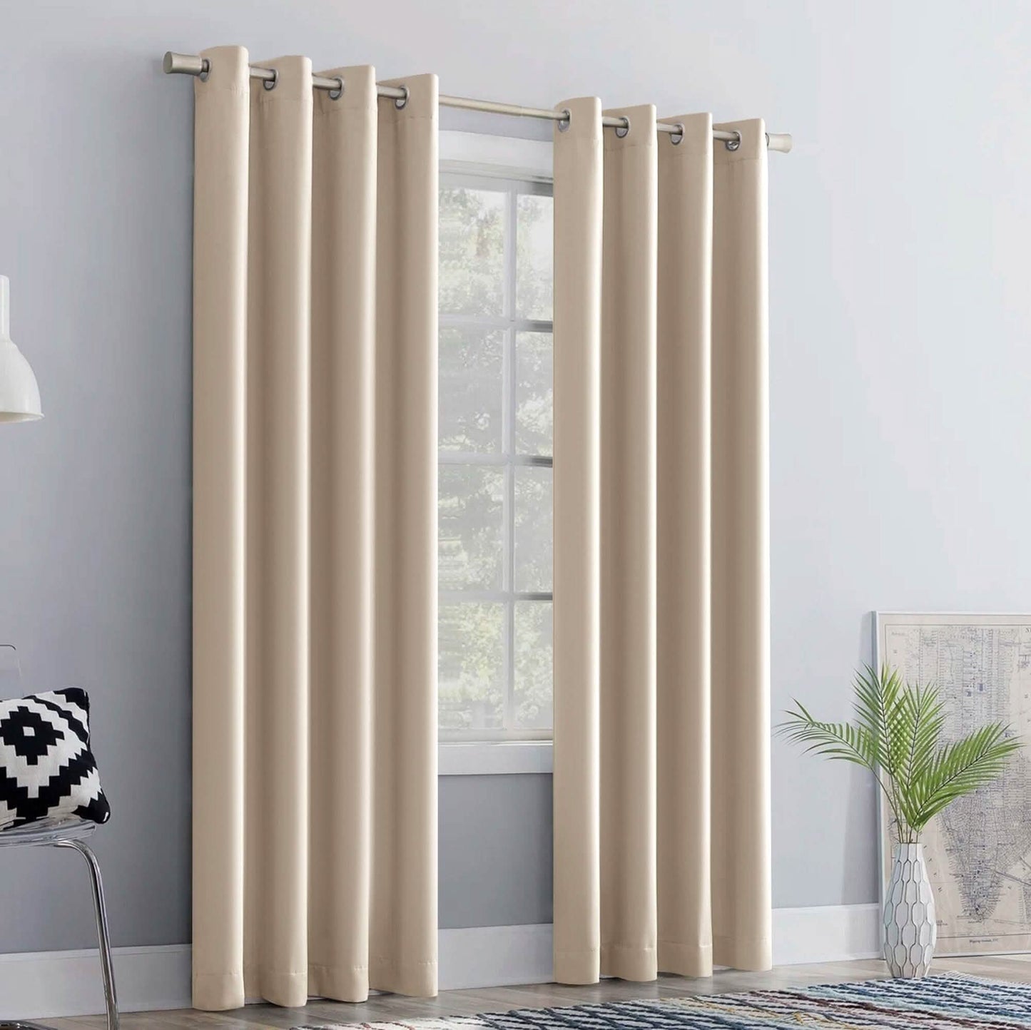 2-Piece Set: Blackout Curtains Double Panel Thermal Insulated Room Darkening Curtain Pair Grommet Top Design DailySale