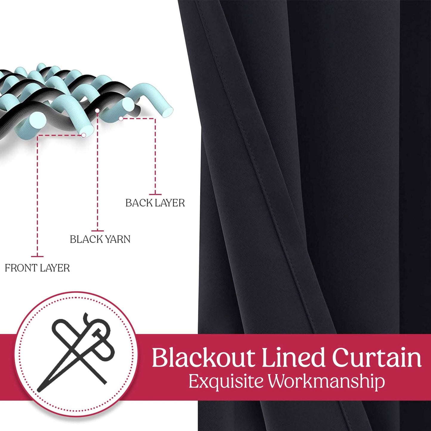 2-Piece Set: Blackout Curtains Double Panel Thermal Insulated Room Darkening Curtain Pair Grommet Top Design DailySale