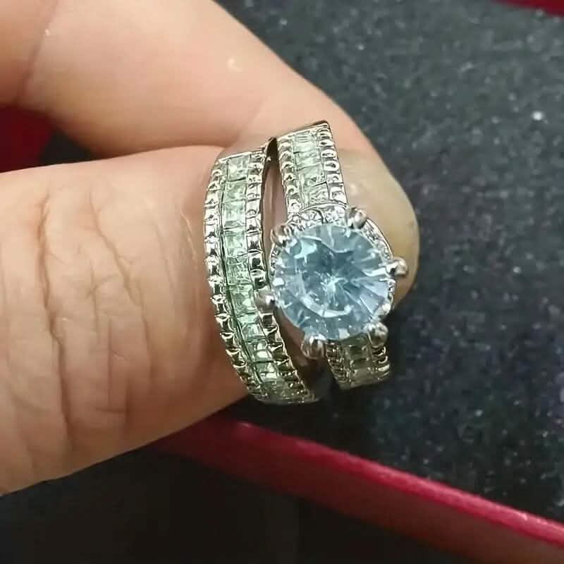 2-Piece Set: Elegant Square Cubic Zirconia Rings DailySale