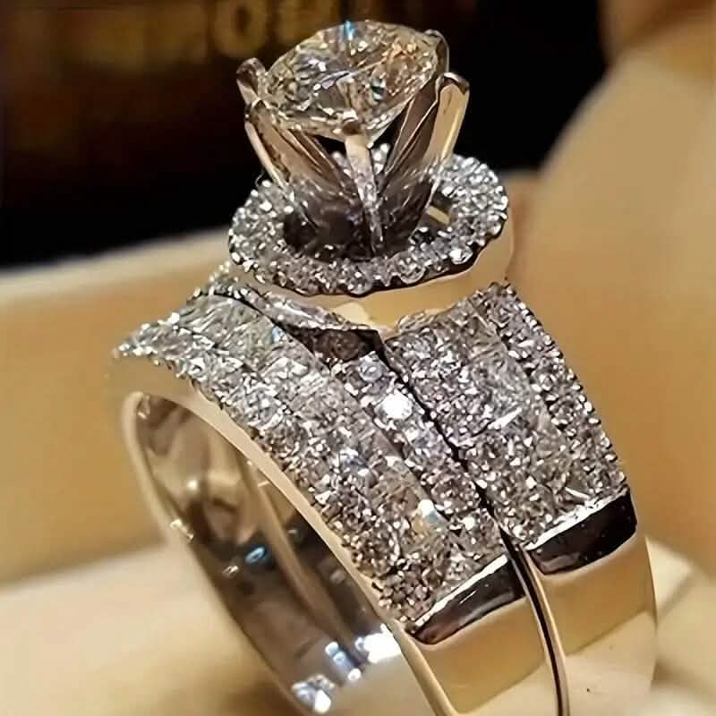 2-Piece Set: Elegant Square Cubic Zirconia Rings DailySale