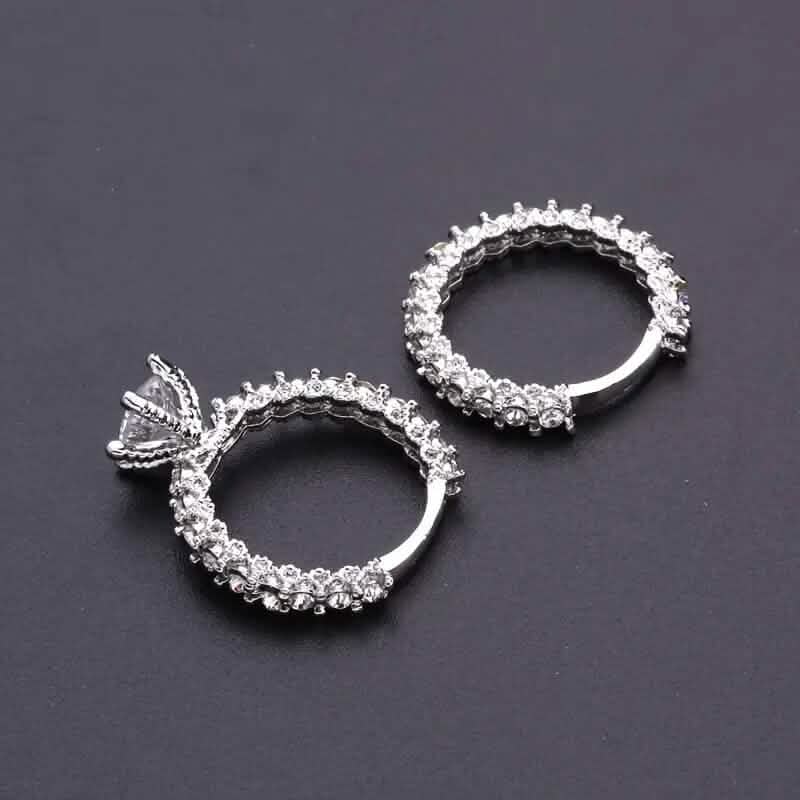 2-Piece Set: Fashionable Engagement Rings Adorned with Full Rhinestones DailySale