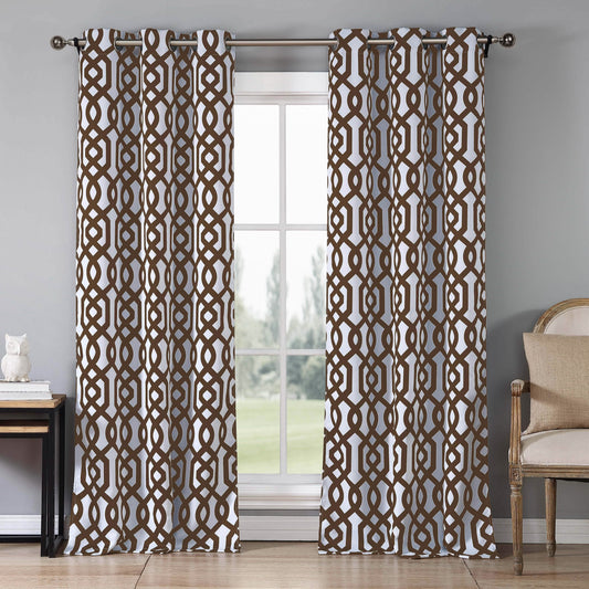 2-Piece Set: Geometric Gate Pattern Blackout Grommet Window Curtain Pair Panel DailySale