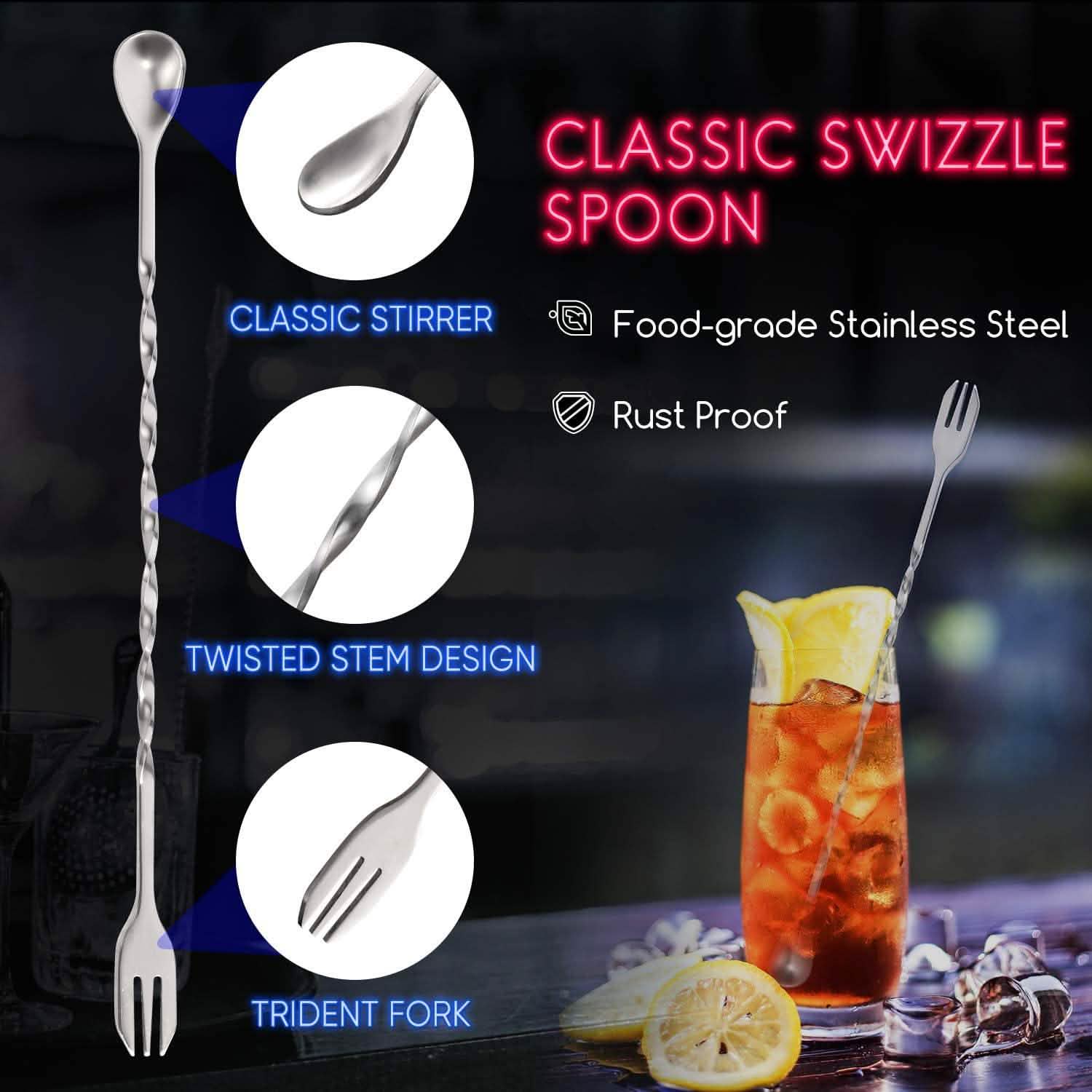 2-Piece Set: Hiware 10 Inch Stainless Steel Cocktail Muddler and Mixing Spoon Home Bar Tool Set DailySale
