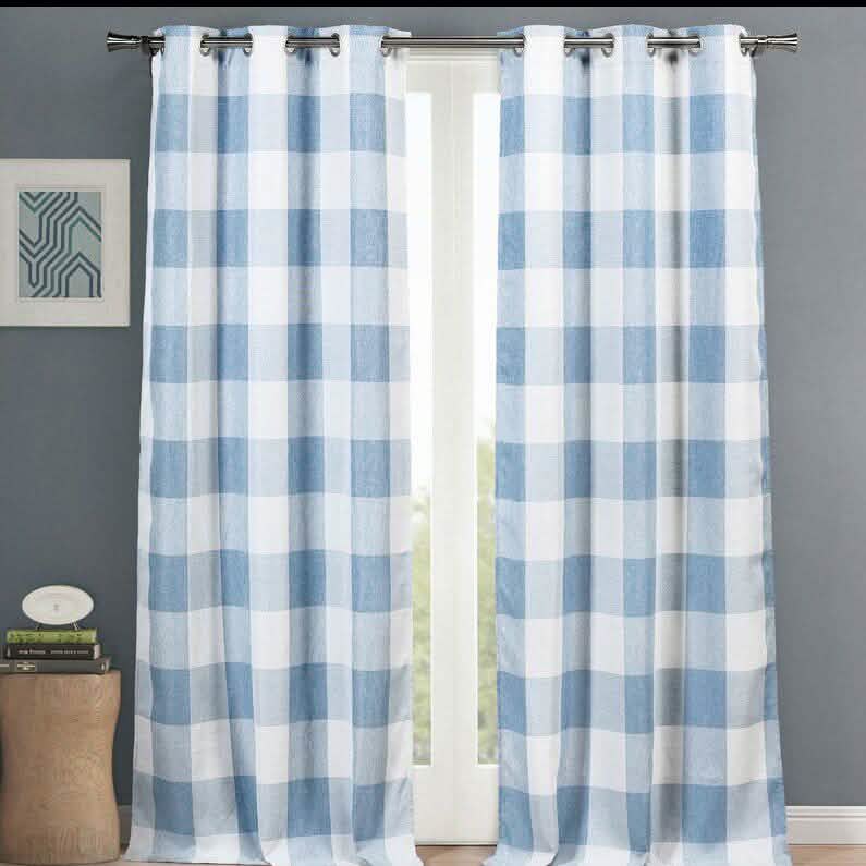 2-Piece Set: Plaid Heavy Blackout Thermal Grommet Window Curtain Pair Pane DailySale