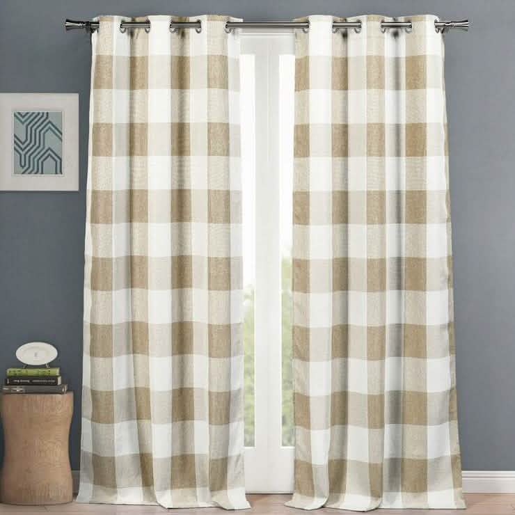 2-Piece Set: Plaid Heavy Blackout Thermal Grommet Window Curtain Pair Pane DailySale