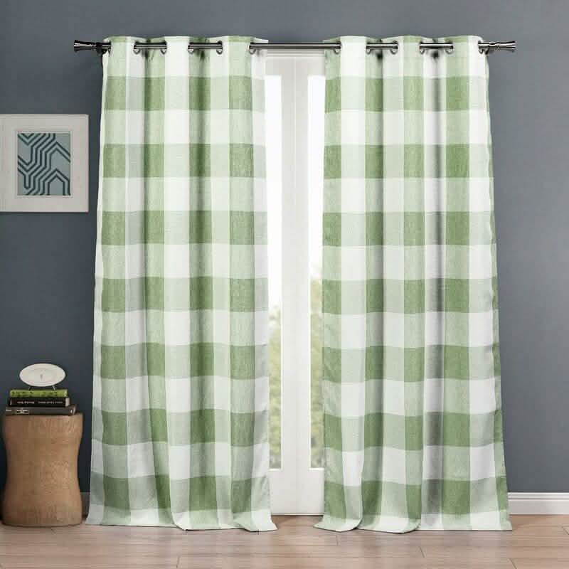 2-Piece Set: Plaid Heavy Blackout Thermal Grommet Window Curtain Pair Pane DailySale