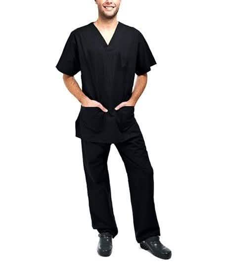 2-Piece Set: Unisex Cotton-Blend V-Neck Scrubs Top & Pants - Assorted Sizes DailySale
