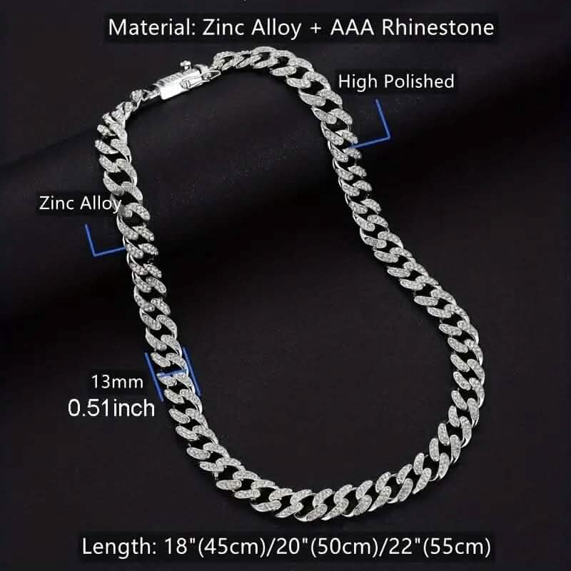 2-Piece Set: Unisex Hip Hop Cuban Chain Necklace and 8" Bracelet DailySale