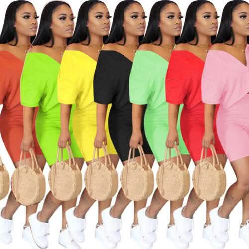 2-Piece Set: Women Solid Color Short Sleeves Zipper Casual Jumpsuit Outfits DailySale
