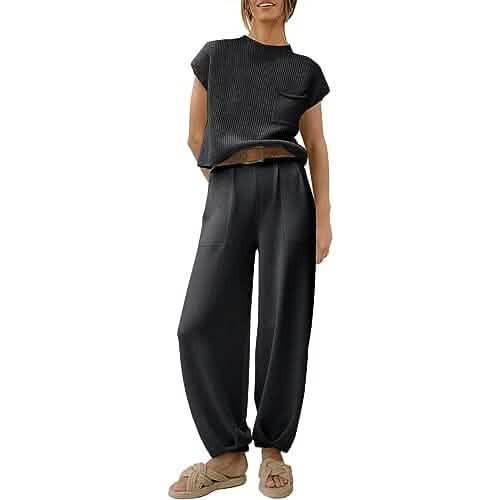 2-Piece Set: Women's Knit Pullover Tops and High Waisted Pants Tracksuit Lounge Sets DailySale